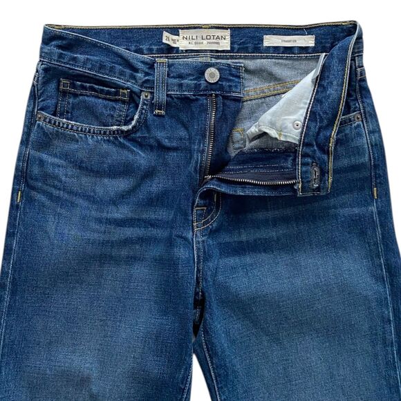 Womens Nili Lotan Straight Leg Jeans Classic Wash Blue Denim Mid-Rise, Size 26 - Picture 3 of 6